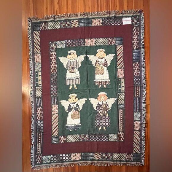 NWT Vintage Masterweave Inc Angel Quilt Tapestry Afghan Throw Blanket 55 X 73 In - Picture 1 of 9